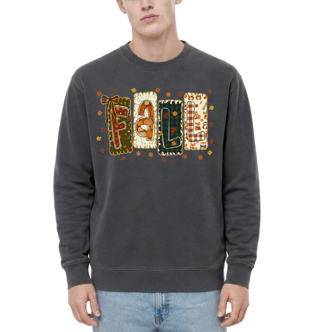 Patchwork Fall Adult Crewneck