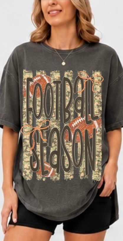 Football Season Camo Adult Tee