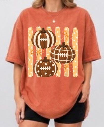 Pumpkin Football Adult Tee