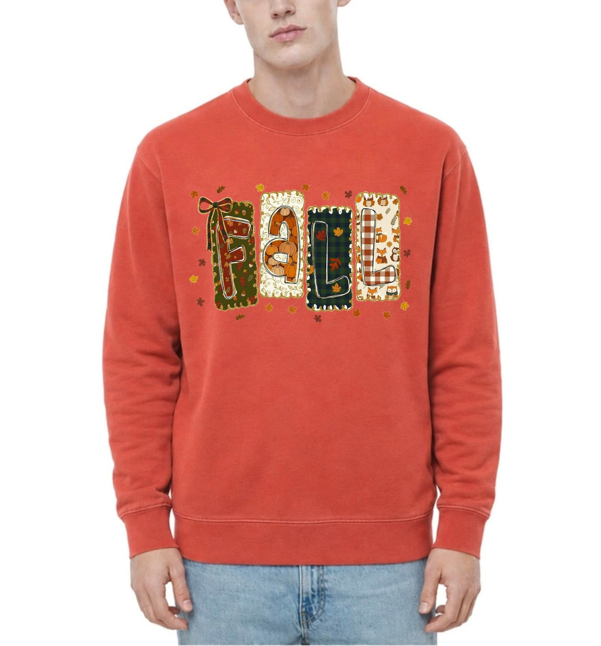 Patchwork Fall Adult Crewneck