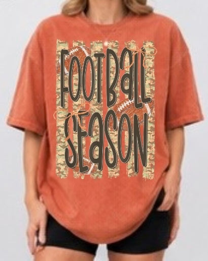 Football Season Camo Adult Tee