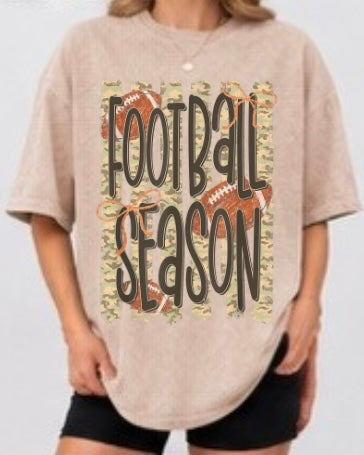Football Season Camo Adult Tee