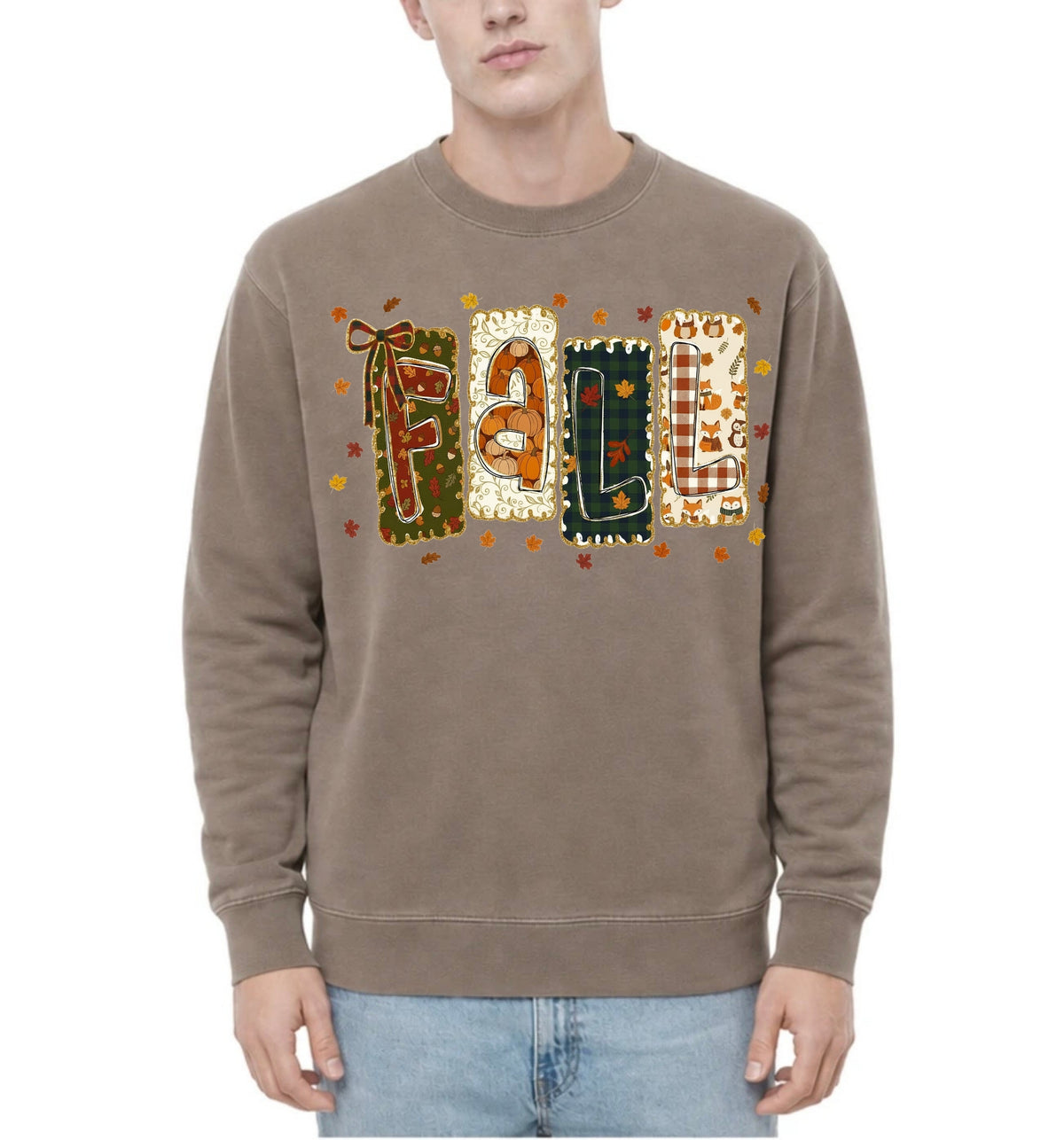 Patchwork Fall Adult Crewneck